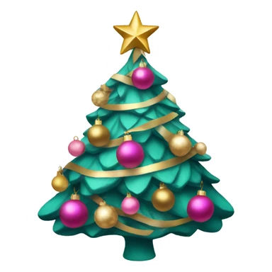 Christmas tree with pink, gold and teal ornaments sticker