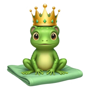 cute little frog with crown on head sitting on bed sticker