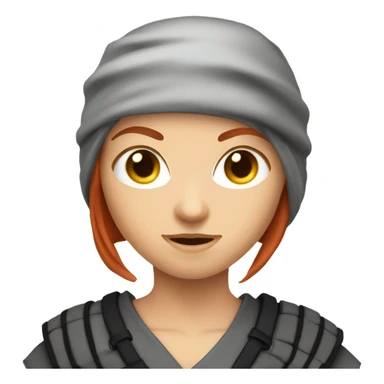 female caucasian red haired ninja with face covered sticker