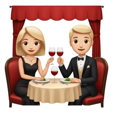  couple sitting and having dinner in a restaurant sticker