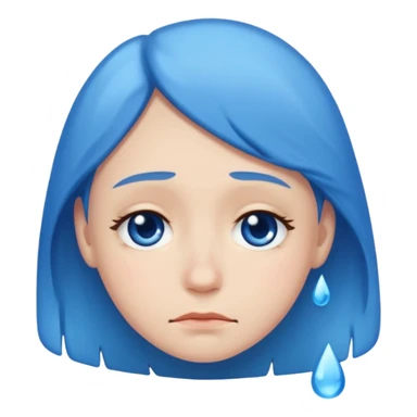 mix of these two 🥺☺️ but make it classic orginal emoji not woman or man face and without hearts and a little bit sad but still smile, make the drops blue like cry sticker