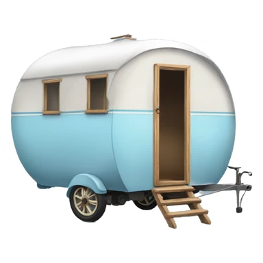 Realistic light blue vintage round gypsy caravan wagon camper sticker
