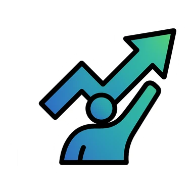 Empowering Futures, abstract rising arrow, dynamic, energetic, gradient colors, forward movement sticker