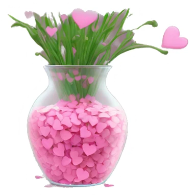 10000000 pink hearts on stems in a clear glass vase sticker
