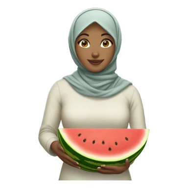  hijabi woman holding watermelon  sticker