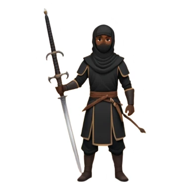 Emoji of a Muslim warrior silhouette standing on a hill at sunrise holding a lowered sword in calm control, crescent moon in the sky, symbolising locking in, discipline, and a new beginning through faith. Bold minimalist vector, transparent background. sticker