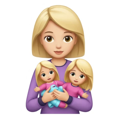 woman holding blonde doll sticker