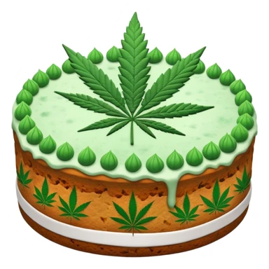 frosted fruit cake with cannabis leaf sticker
