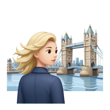 quelqu'un qui admire la vue depuis un point panoramique avec une ville avec des gratte ciel et Tower Bridge en contrebas
 sticker