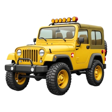 yellow military jeep with red tuning symbols sticker