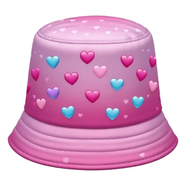 Pink ombre bucket hat with hearts and glitter sticker