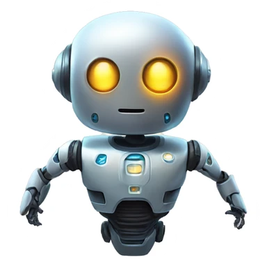 A futuristic robot emoji with a glowing face and a jetpack sticker