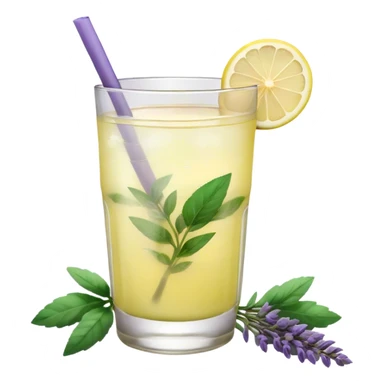 Lavender mint lemonade in a glass with a sprig of lavender  sticker