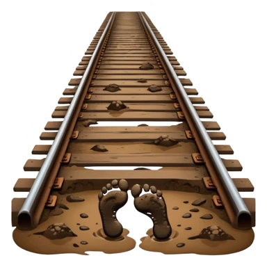 footprints near train track sticker