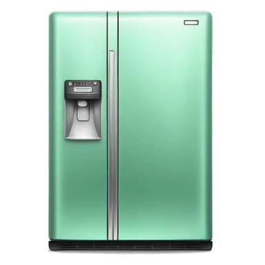 Realistic metallic mint green fridge isolated. sticker