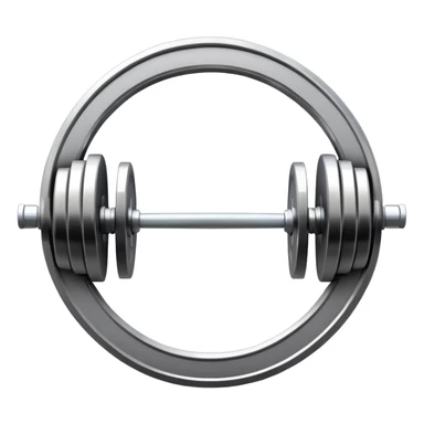 An emblem symbolizing weightlifting with a stylized barbell in the center, set against a simple, clean background. The barbell is prominent and sleek, with no athlete included. The design is bold, modern, and minimalistic sticker