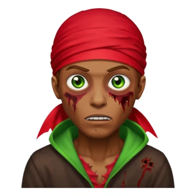 Red durag, men zombie with brown hair color and green eye color, with dark vampire clothes sticker