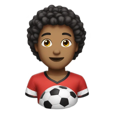 Black and white shitszu wearing a red soccer team t-shirt sticker