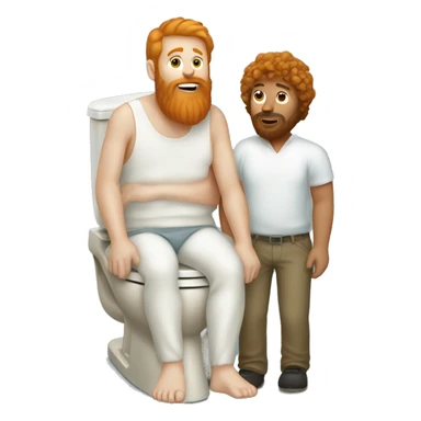 skibidi toliet holding man with ginger beard and hair fat sticker