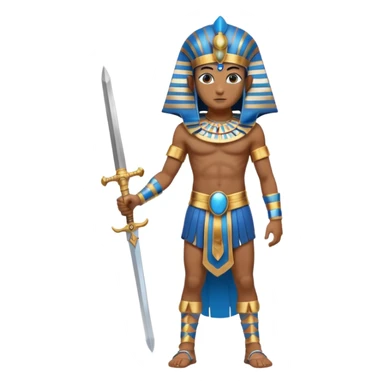 fullbody egyptian ancient soldier with sword and blue headdress sticker