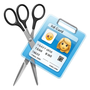 Scissors cutting an ID card in 2 halfs.hyper realistic sticker