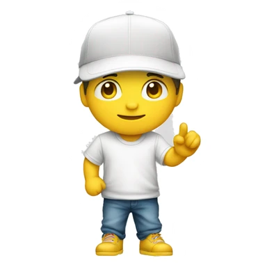 Niño blanco saludando con gorra amarilla sticker
