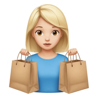 Cozy girl looking left and right between two shopping bags, playful puzzled expression — can’t decide between two options sticker