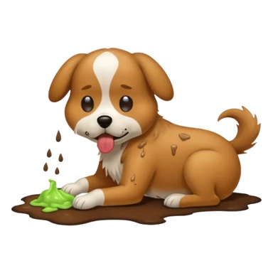 the dog is vomiting on the floor sticker