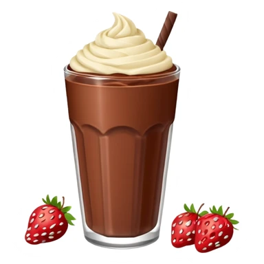 Un vaso cubierto de chocolate que arriba se vea crema batida encima M y M  y fresas encima  sticker
