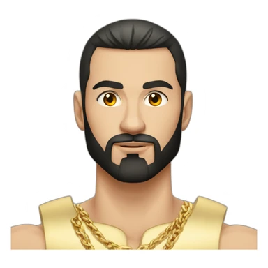 Russian muscular thug man aged 26 wearing gold chain with black hair and short beard sticker