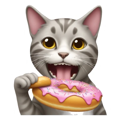 cat eating donut sticker