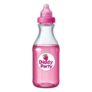 realistic baby oil style bottle pink cap pink logo clear bottle with berry logo with diddy party written and a berry on top bottle sticker