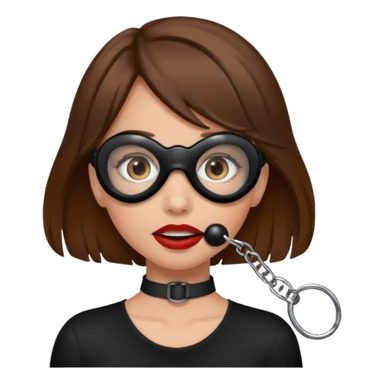 Ball gag in brown hair girls mouth bdsm sticker