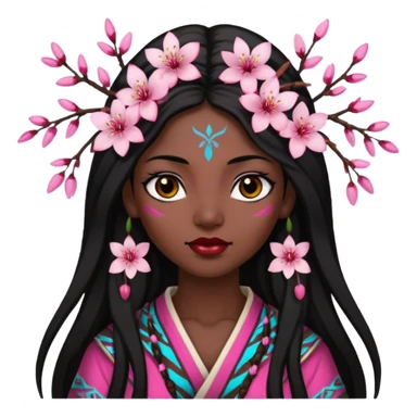 tribal woman with cherry blossom sticker