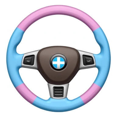 steering wheel with transgender pride flag colors and strifes , fluffy sticker