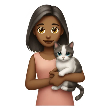A girl holding a ragdoll cat sticker