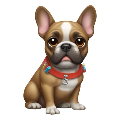 brown french bulldog holding  a water pistol sticker