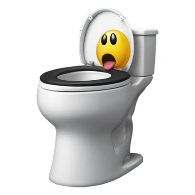 toilet with symbiote suit on and tongue coming out of mouth made from the lid and seat sticker