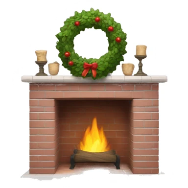 Brick Fireplace with wreath  sticker