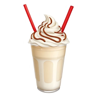 milkshake in plastic cup with whipped cream and red straw on top sticker