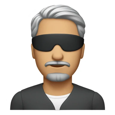 Man with dark gray hair and goatee blindfolded sticker
