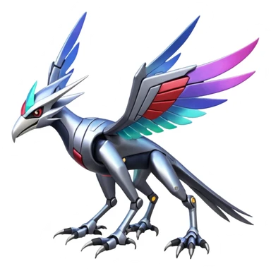 Futuristic Shiny Metallic Alloy Cyborg-Cyber-Skarmory-Nargacuga-Noivern-Silvally-fusion (full body) sticker