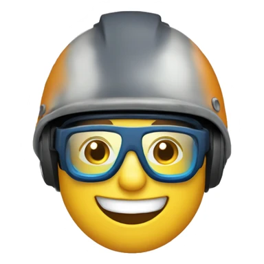 happy boy in helmet, with safet glases and earplugs sticker