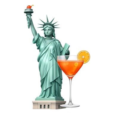 FULL BODY OF STATUE OF LIBERTY WITH AN APEROL SPRITZ COCKTAIL sticker