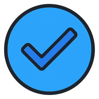 blue tick icon, simple, modern, suitable for verification badge sticker