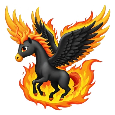 Pegaso negro ojos de fuego y alas de fuego enojado sticker