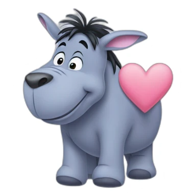 Eeyore from winni the Pooh with a heart sticker