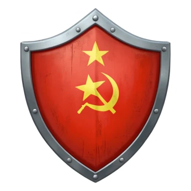 generate a very realistic shield with the USSR flag sticker