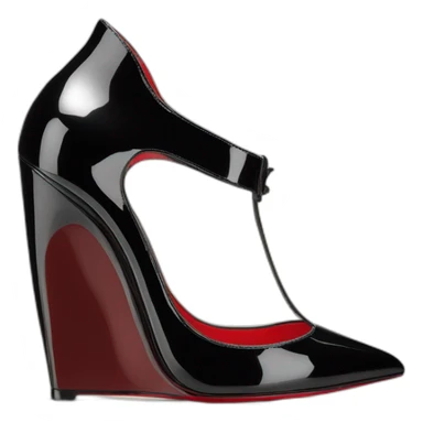 One WEDGE heel LOUBOUTIN black PATENT sticker