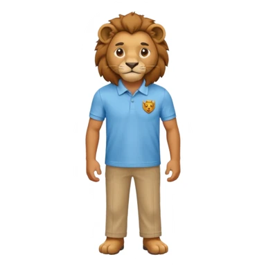 un leon con polito celeste caricatura sticker